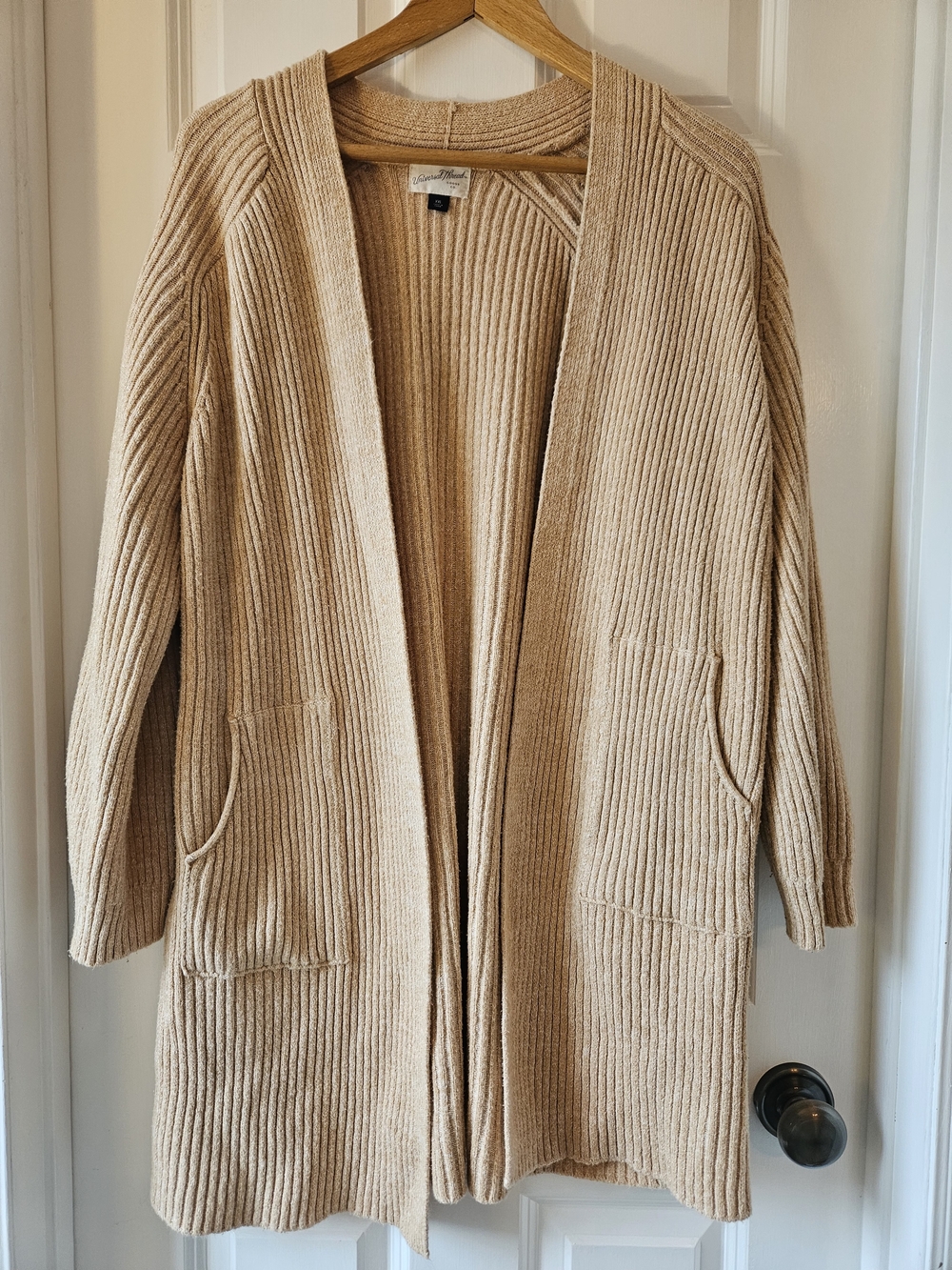 Universal Thread Ribbed Open-Front Cardigan in Yellow Size XXL